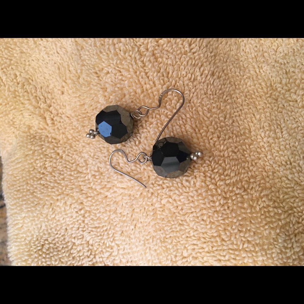 Black iridescent earrings
